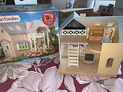 Buy Sylvanian Families Bluebell Cottage With Mouse Sister Chair And Desk Rare Boxed • 20£
