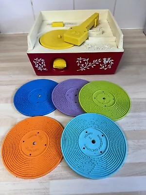 Buy 1971 Fisher Price Music Box Record Player 5 Discs Working Retro Vintage Kids Toy • 20£