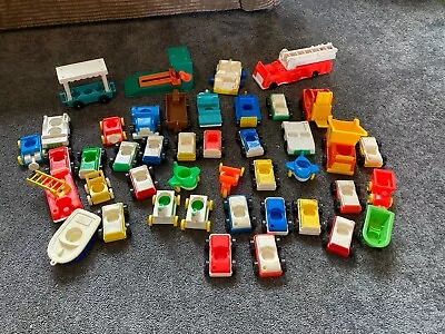 Buy Large Bundle Of Vintage Fisher Price Vehicles Accessories Fire Engines Cars • 59£