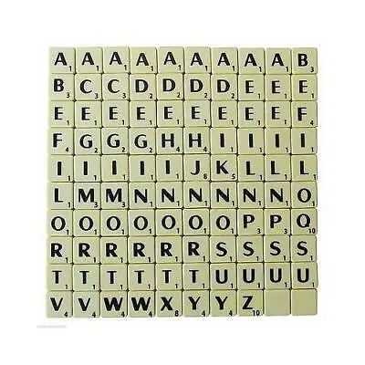 Buy Tiles Ivory/black Letters Full Set 100 Pieces -plastic Ivory Coloured • 4.31£