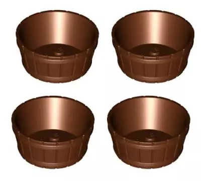 Buy LEGO® Lot 4 Basket Basin Bucket Large Brown Container Barrel Red Brown 64951 • 4.94£