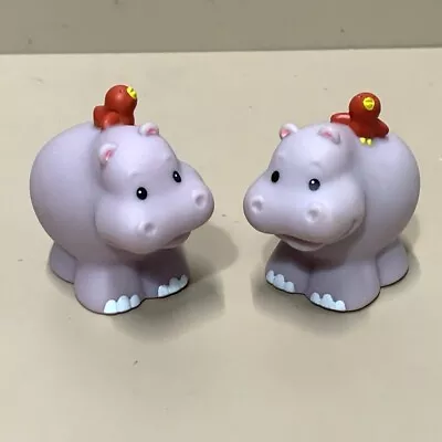 Buy 2x Fisher Price Little People Zoo Ark Animal Figures Hippo W/ Red Bird Kid Toys • 5.88£