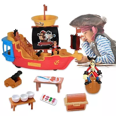 Buy Kids Model Pirate Ship Playset Pretend Play Action Figure Boat Captain Hook Toy • 19.99£