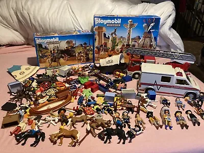 Buy Vintage Western Playmobil 5247/5248 Both Complete.. PLUS Extras Shown In Front • 50£
