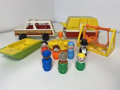 Buy Vintage 1979 Fisher Price Play Family Car & Fold Up Camper Trailer Tent Playmate • 39.99£