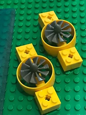Buy LEGO Aircraft 2 X Medium Round Rocket Engine Turbo Fan Blades Motor YELLOW • 2.39£