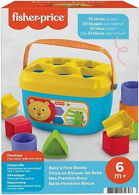 Buy Fisher-Price Stacking Toy Baby’s First Blocks Set Of 10 Shapes For Sorting Play • 16.99£