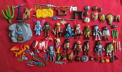 Buy Playmobil 15 Figure Bundle + Lots Of Accessories Helmets Weapons Dragon Outfits  • 16£