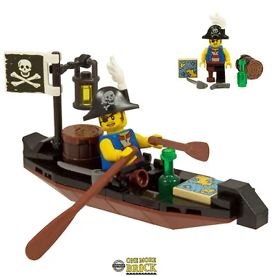 Buy Pirate Boat/Ship Inc Minifigure, Map, Jolly Roger Flag | Kit Made With Real LEGO • 14.99£