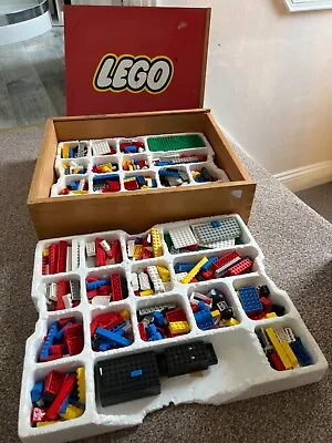 Buy Vintage Lego In Two-Layer Wooden Box And Lego System Plastic Trays 1960s 1970s • 80£