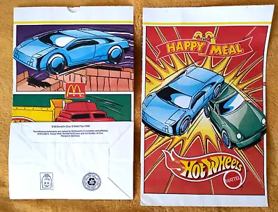 Buy Vintage 1998 McDonald's Hot Wheels Happy Meal Paper Bags X 9 - Unused • 3£