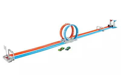 Buy Hot Wheels Double Loop Dash Track Set & 2 Diecast Toy Cars Racing Toys For Kids • 39.99£