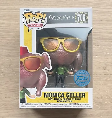 Buy Funko Pop Friends Monica Geller Turkey Head Metallic #706 + Free Protector • 34.99£