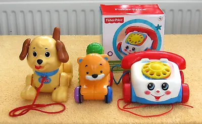 Buy Fisher Price Pull Along Dog & Press And Go Cat/Leopard. Boxed Chatter Telephone • 7.50£