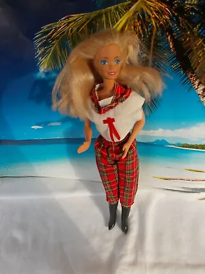Buy Barbie Doll, With Scottish Pants And White T-Shirt, Long Blonde Hair • 17.26£