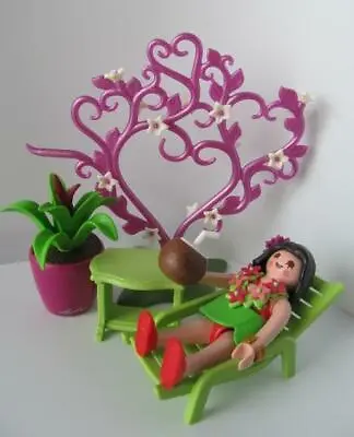 Buy Playmobil Dollshouse/Holiday/Hotel Extras: Lady Sunbather, Plants & Lounger NEW • 8.99£