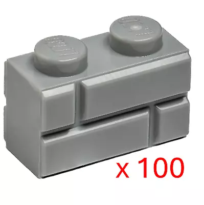 Buy Brand New LEGO Light Bluish Gray Brick 1 X 2 With Masonry Profile  *PACK OF 100* • 8.99£