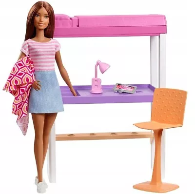 Buy Barbie Bedroom With Doll And Bunk Bed FXG52 Mattel • 58.69£