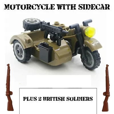 Buy Military Building Blocks British Army Motorcycle Set - WW2 Soldiers + Rifles • 7.99£