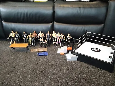 Buy Used WWE Wrestling Bundle Includes 11 Figures, Ring And Accessories • 31£