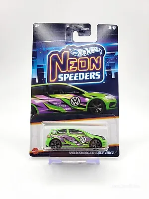 Buy Hot Wheels Neon Green Volkswagen Golf Mk7 Neon Speeders 2/8 Long Card • 7.99£