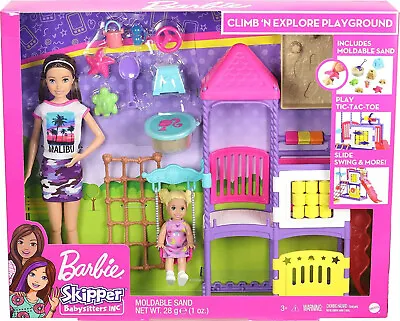 Buy Barbie GHV89 - Skipper Babysitters Playground Playset Sand Toddler Baby Doll • 26.19£
