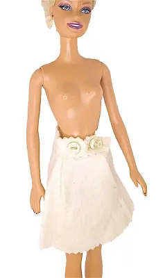 Buy BARBIE 70s - White Cloth Skirt With Restore Buttons B068 • 5.14£