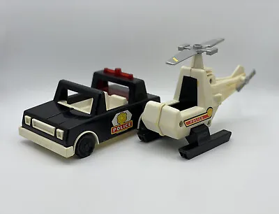 Buy Fisher Price Toys-The Quaker Oats Co-Police Car & Helicopter Toys Vintage 1971 • 14.26£