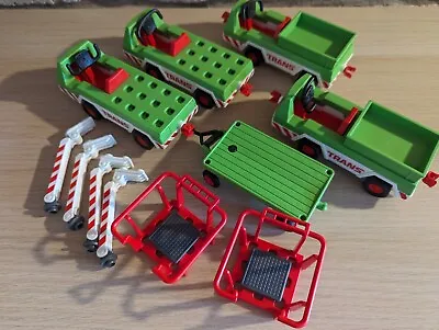 Buy Playmobil Spares Plane Trolley Carts X 4, Trailer & Lift Arms & Access Cages Vgc • 25£
