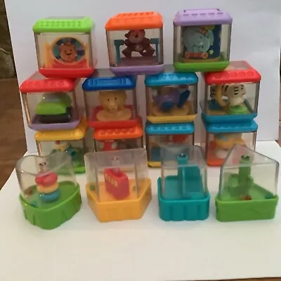 Buy 11 Fisher Price Peek A BOO Blocks Cubes Toy Blocks Sensory Baby Animals Mixed • 18.99£