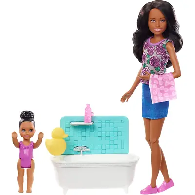Buy Barbie Babysitters Playset & Bathtub Skipper Small Toddler Doll With Moving Arms • 16.99£