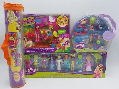 Buy 4x Mattel Polly Pocket Set: Horsing Around + Costume Party + Playmat + Splash • 71.59£
