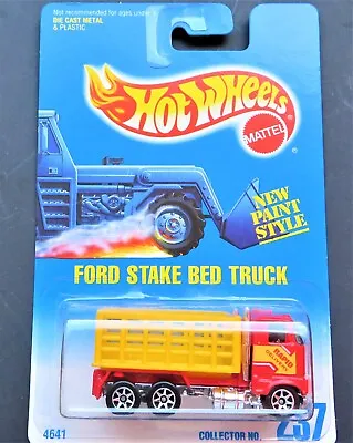 Buy Very Rare Original Carded 1991 Issue Hot Wheels Stake Bed Truck In Red • 7£