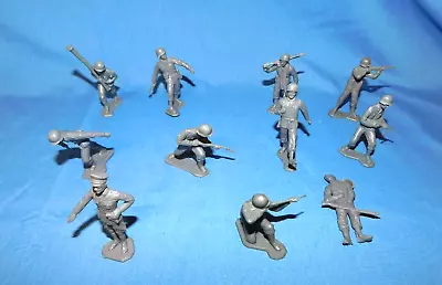 Buy Vintage 1963 Marx Army WWII Gray German Soldiers 11 FIGS 11 POSES 54MM LOT 3 • 20.84£