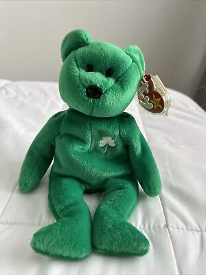 Buy Ty Beanie Baby Bear Erin Soft Toy Green Retired 1997 Original Tags • 4.99£