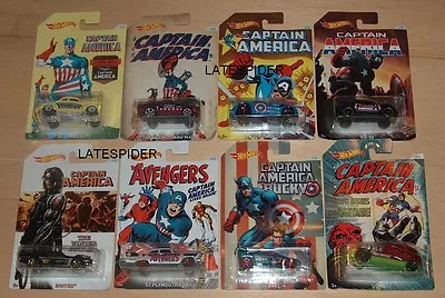 Buy X8 Hot Wheels CAPTAIN AMERICA Full Set Avengers Red Skull Civil War Marvel 2015 • 29.99£