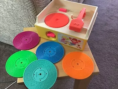 Buy Vintage Collectable Fisher Price Record Player 5 Records Yellow Version Rare • 49.99£