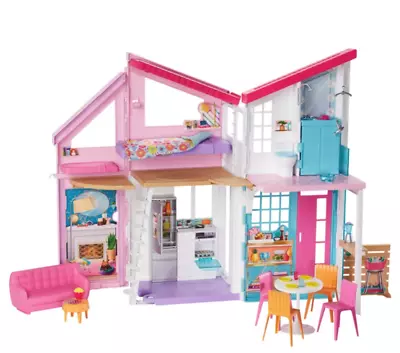 Buy Barbie Malibu House With 6 Rooms And 25 Accessories, Doll House Toyset For Girls • 106.99£