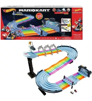 Buy New❗️Mattel Hot Wheels Mario Kart Rainbow Road King Boo Raceway Race Track Set  • 350£