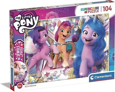 Buy My Little Pony Jigsaw Puzzle Supercolour 104pcs Gem Stickers Kid Toys Clementoni • 6.99£