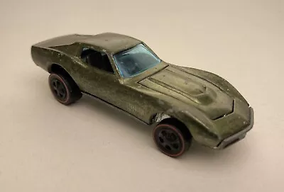 Buy Vintage Hot Wheels Redline ‘custom Corvette’ Olive Green Mattel 1967 Hk • 1.20£