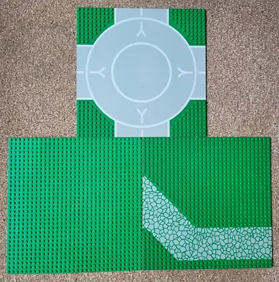 Buy 3x Lego 32x32 Vintage Green Road Plain Baseboards Bundle • 14.99£