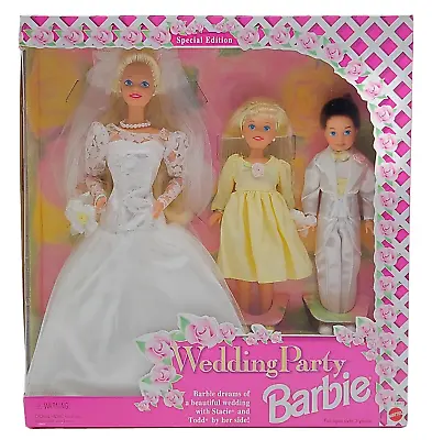 Buy 1994 NrfB Wedding Party 3-Doll Deluxe Set: Barbie + Todd + Stacie / Mattel 13557 • 115.07£