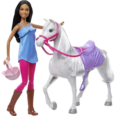 Buy Barbie Doll & Horse Playset With Saddle Bridle & Reins 11.5'' Brunette Doll New • 29.99£