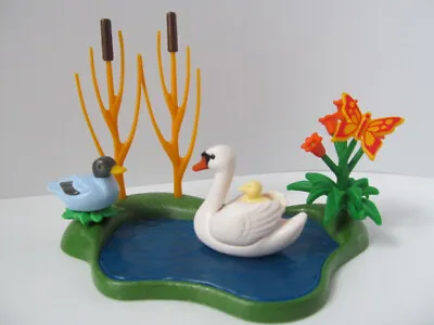 Buy Playmobil Dollshouse/Farm/Zoo: Pond Scenery With Duck, Swan And Baby NEW • 7.49£