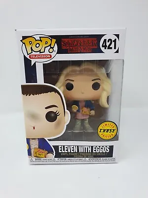 Buy Eleven With Eggos Wig CHASE 421 Stranger Things TV Television Funko Pop Vinyl • 20.99£