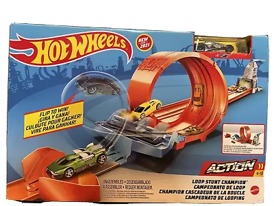 Buy Hot Wheels Action Loop Stunt Champion Race Track Set 2021 Car Loop The Loop Flip • 15.08£