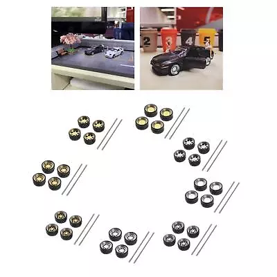 Buy 4Pc 1:64 Model Car Alloy Rubber Wheel & Tires Set Accessories For Hotwheels • 9.86£