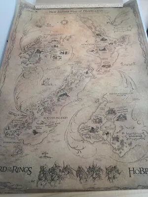 Buy Art Print Poster Lotr Hobbit Lord Of The Rings Map Of Middle Earth • 46.33£