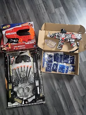 Buy Toy Guns Bundle: Nerf Tri-Break, Automatic Machine Gun With Toy Bullets& More • 21.99£
